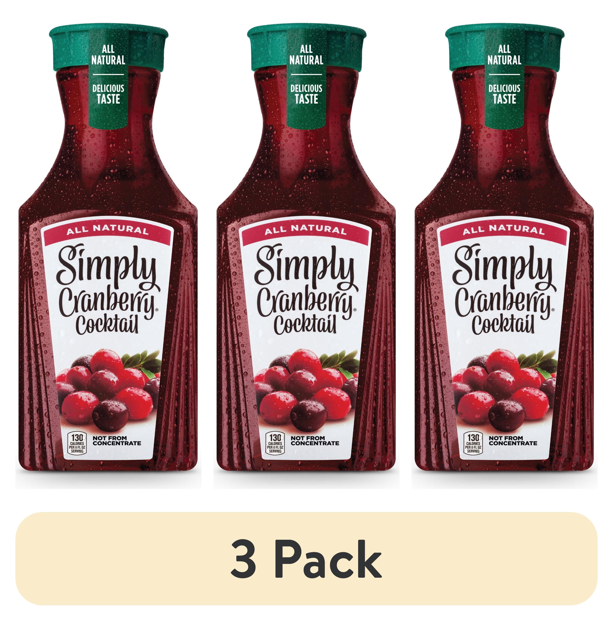 (3 pack) Simply Cranberry Cocktail Juice Drink Bottle, 52 fl oz