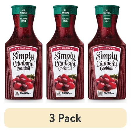 (3 pack) Simply Cranberry Cocktail Juice Drink Bottle, 52 fl oz