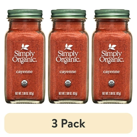 (3 pack) Simply Organic, Organic Cayenne Pepper, GMO Free, 2.89 oz Bottle