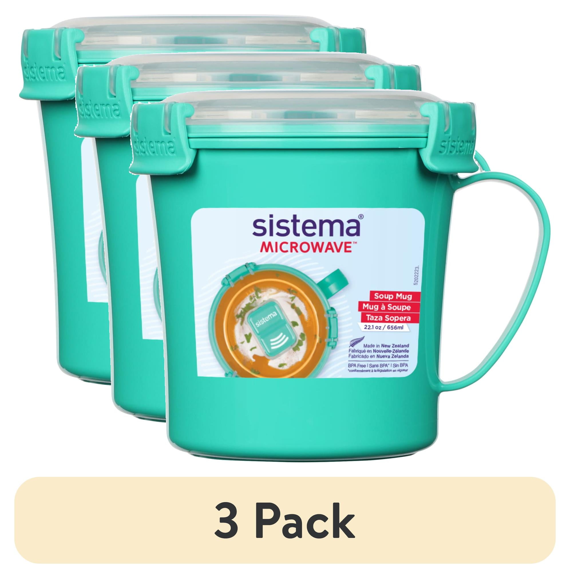 (3 pack) Sistema Microwave Medium Soup Mug Food Container, Minty Teal ...