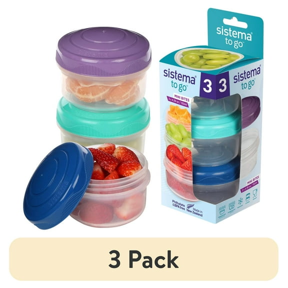 (3 pack) Sistema To Go Round Mini Bites 3-Pack (Colors May Vary)