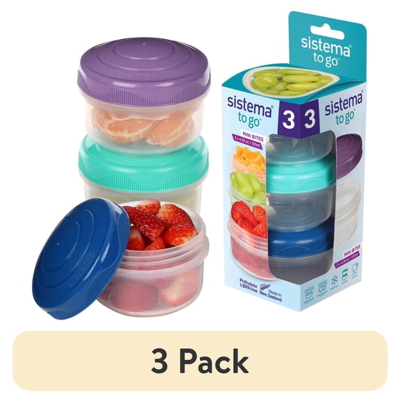 (3 pack) Sistema To Go Round Mini Bites 3-Pack (Colors May Vary)