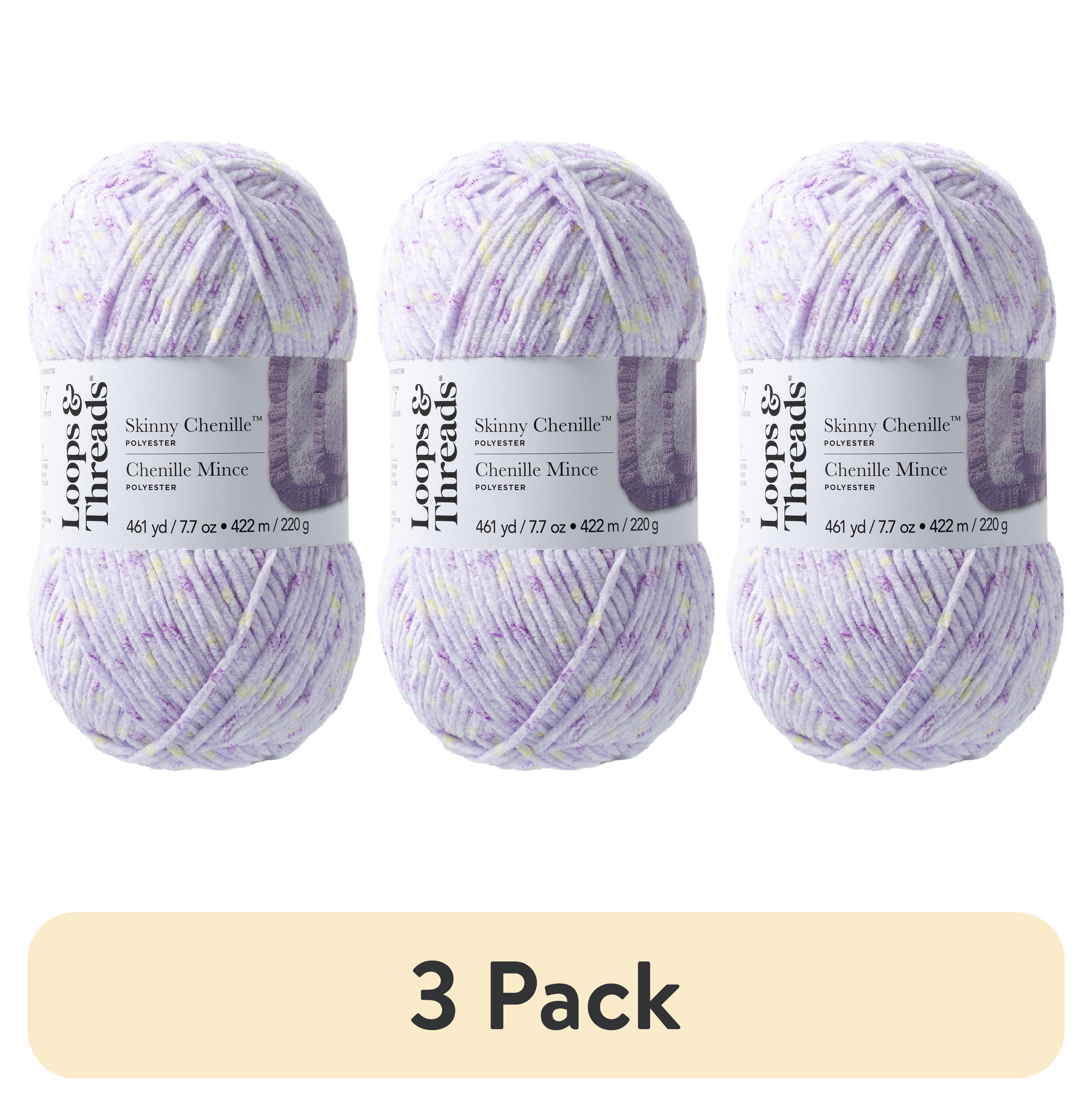 (3 pack) Skinny Chenille Multi Yarn by Loops & Threads - Yarn for Knitting - Crochet - Weaving - and Arts & Crafts - Beetle Multi - Polyester - 7.7 oz
