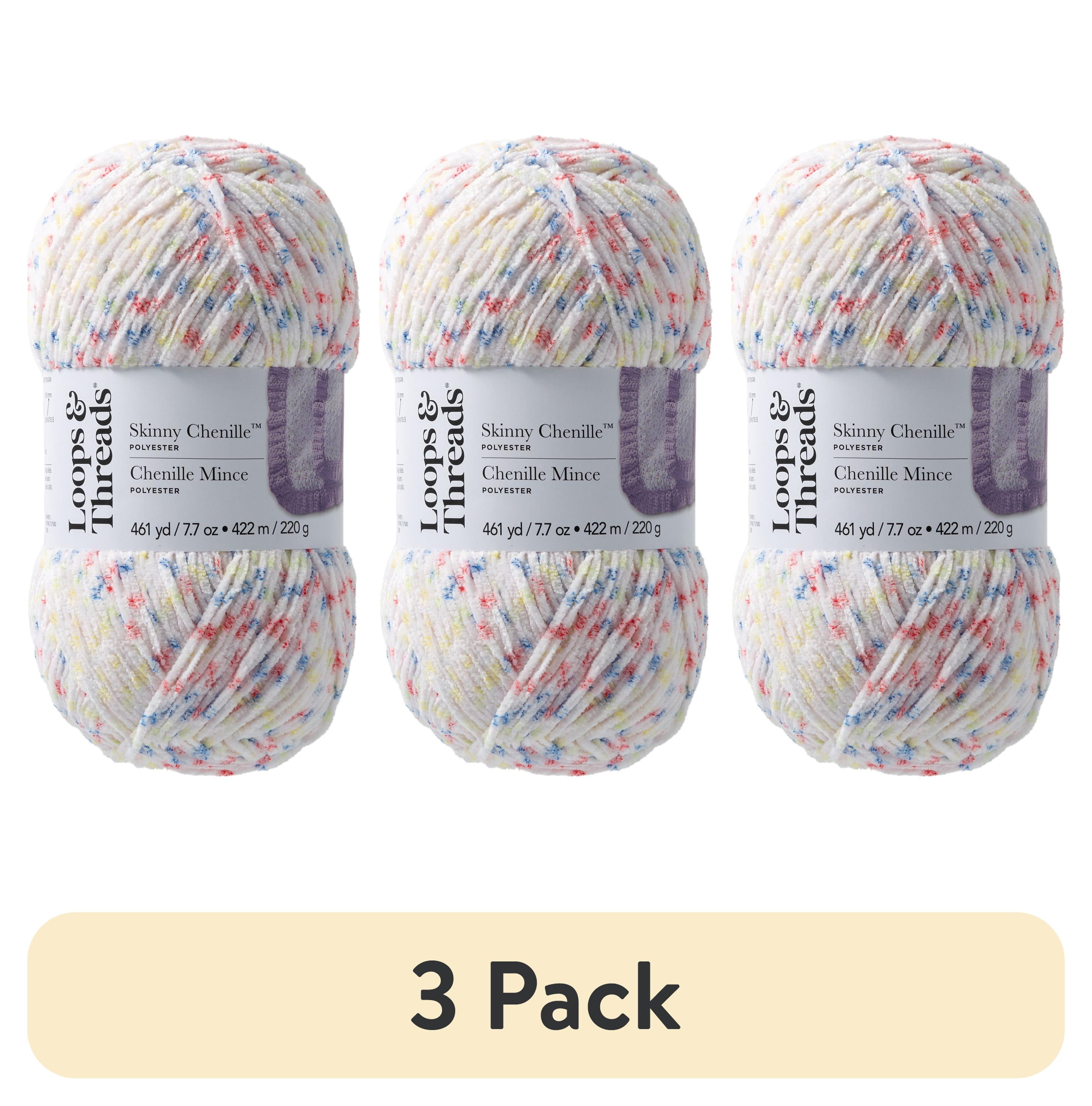 (3 pack) Skinny Chenille Multi Yarn by Loops & Threads - Yarn for Knitting - Crochet - Weaving - and Arts & Crafts - Toucan Multi - Polyester - 7.7 oz