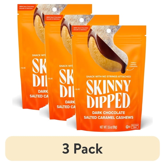 (3 pack) SkinnyDipped Dark Chocolate Salted Caramel Cashews 3.5 oz