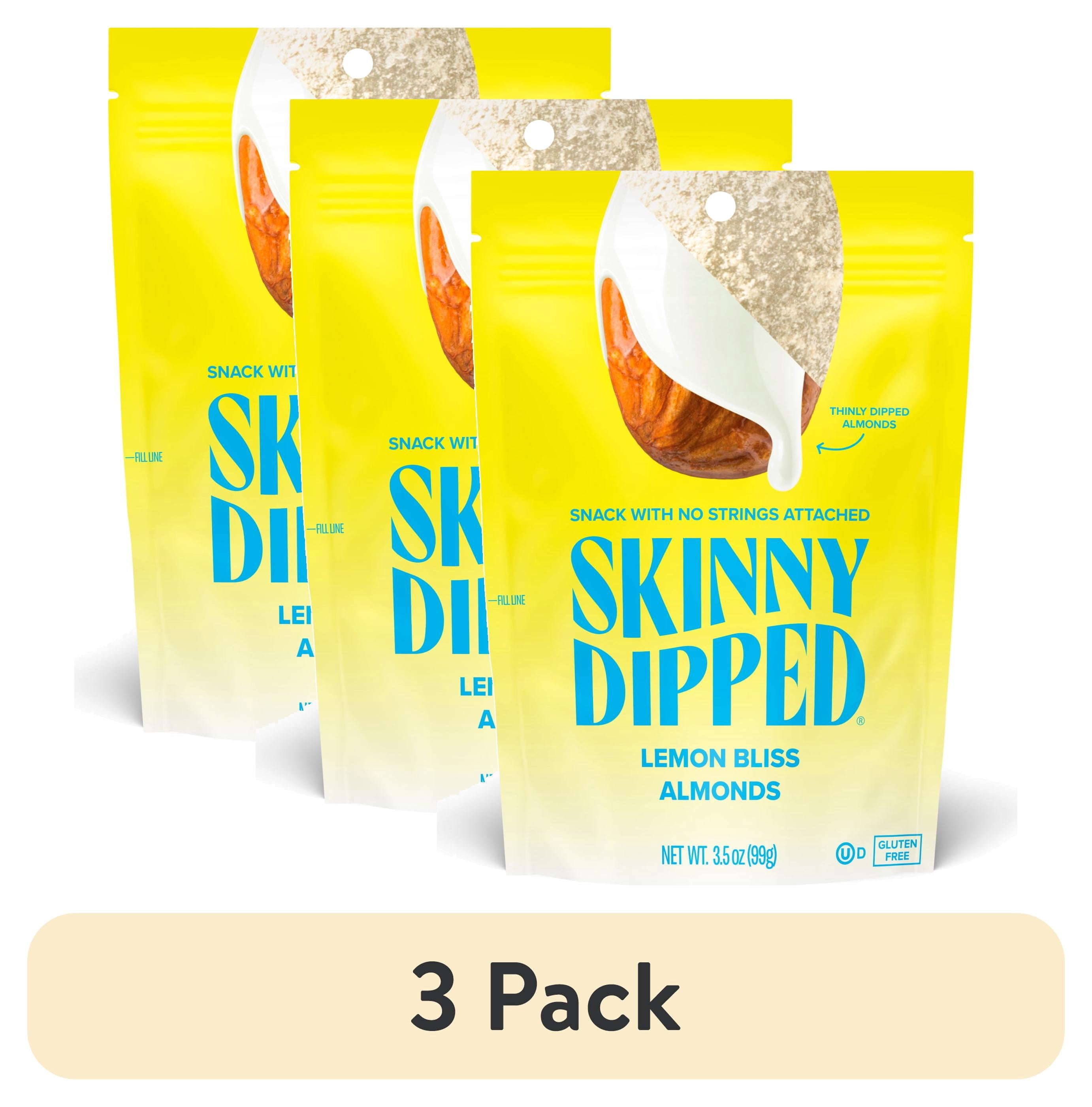 (3 pack) SkinnyDipped Lemon Bliss Yogurt Covered Almonds, Healthy Snack, Plant Protein, Gluten Free, 3.5 oz Resealable Bag