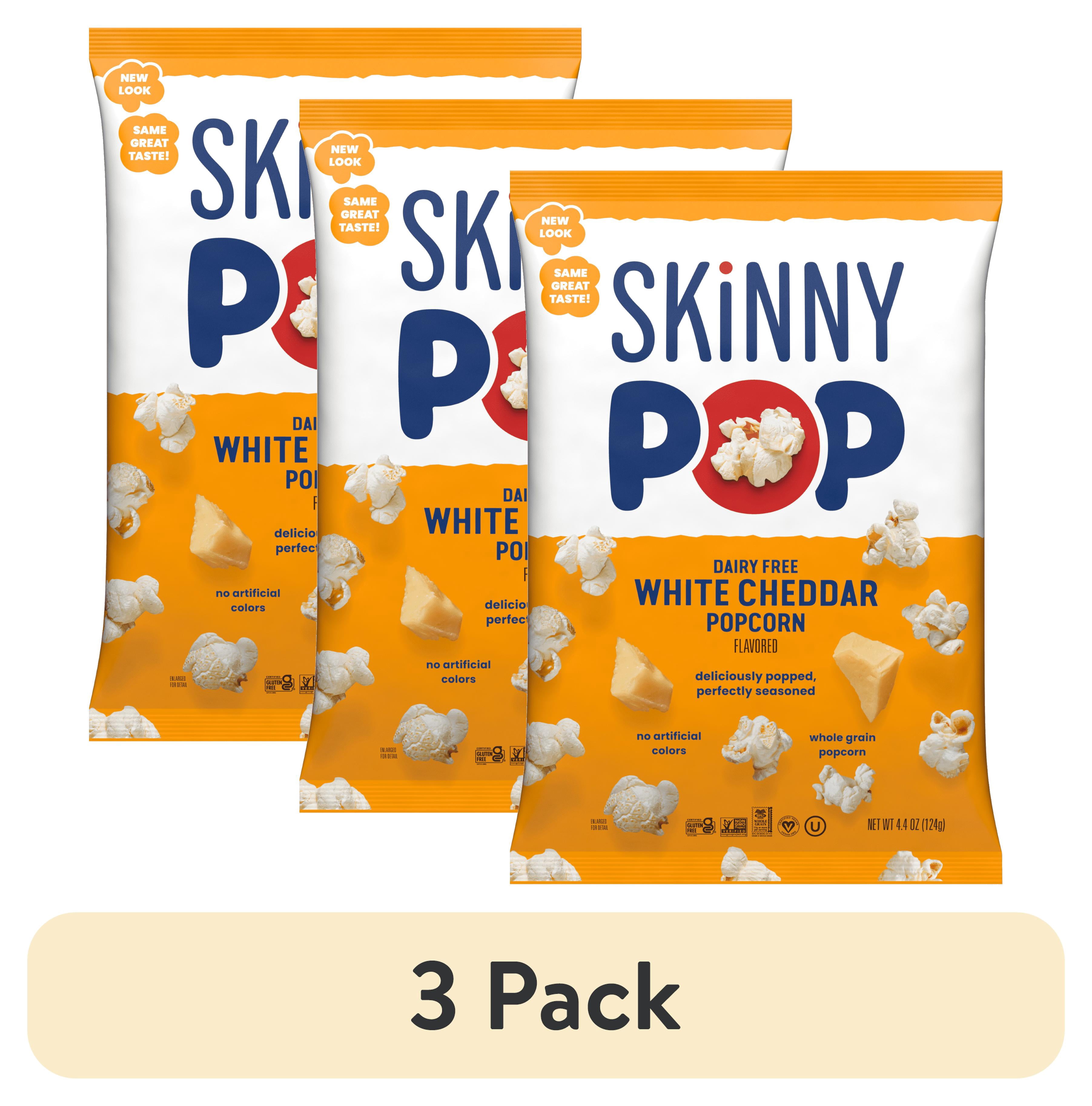 (3 pack) SkinnyPop Dairy-Free White Cheddar Popcorn, 4.4 oz