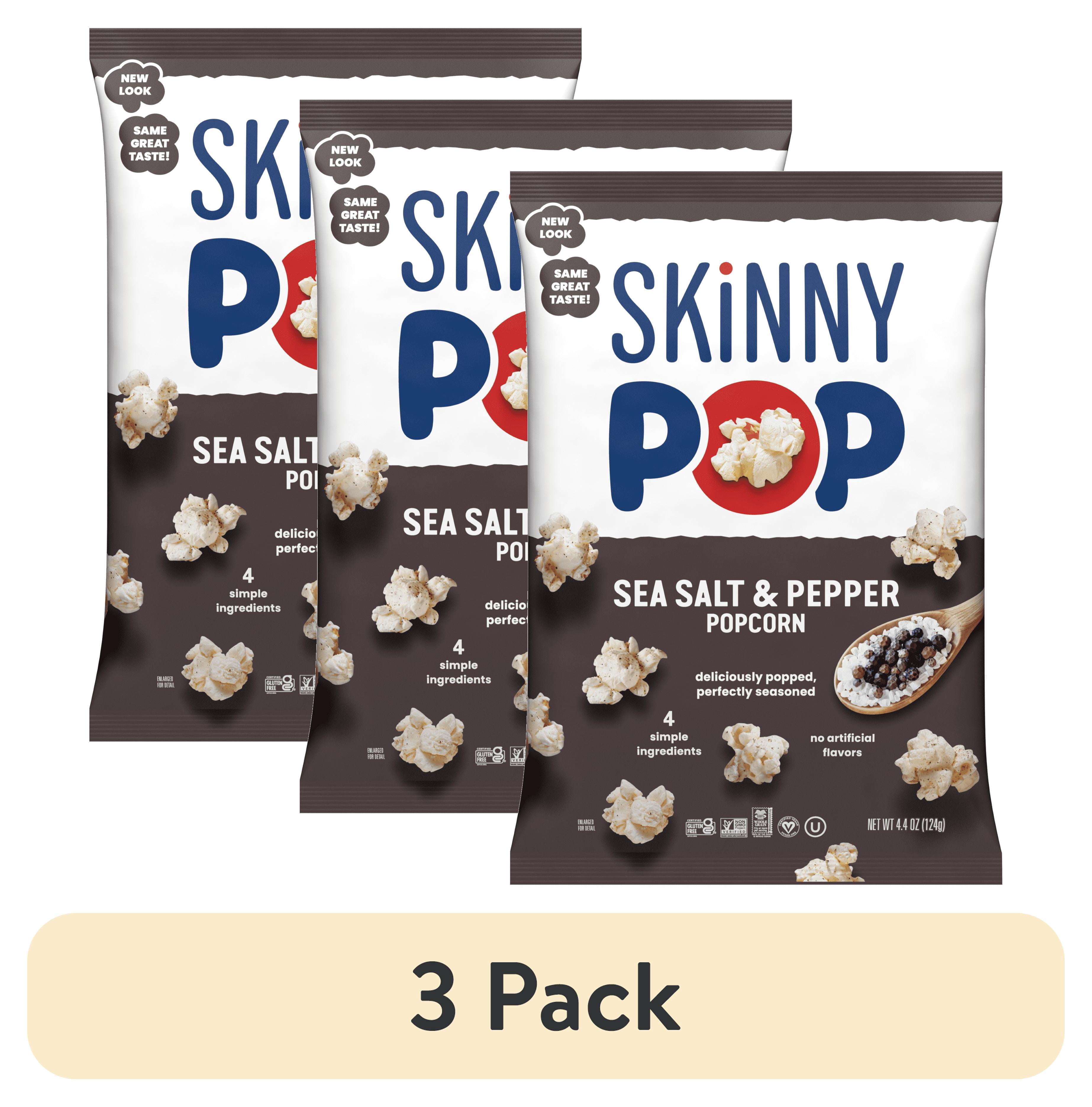 (3 pack) SkinnyPop Gluten-Free Sea Salt & Black Pepper Popcorn Snack, 4.4 oz