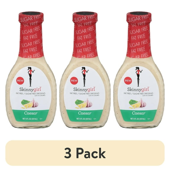 (3 pack) Skinnygirl, Fat-Free, Sugar-Free Caesar Salad Dressing, 8 fl oz