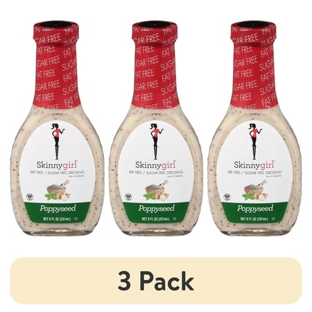 (3 pack) Skinnygirl, Fat-Free, Sugar-Free Poppyseed Salad Dressing, 8 fl oz