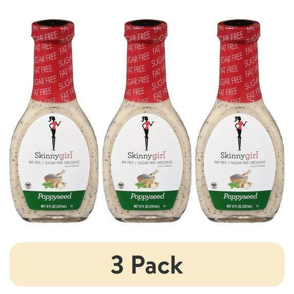 (3 pack) Skinnygirl, Fat-Free, Sugar-Free Poppyseed Salad Dressing, 8 fl oz