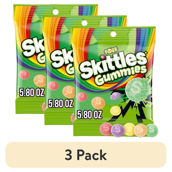 (3 pack) Skittles Sour Gummies, Sour Gummy Candy - 5.8 oz Bag