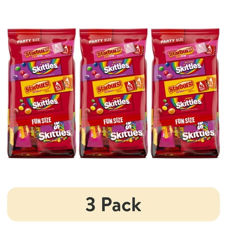 (3 pack) Skittles & Starburst Fun Size Chewy Candy Variety Bag, Party Size - 20.13 oz Bulk Bag