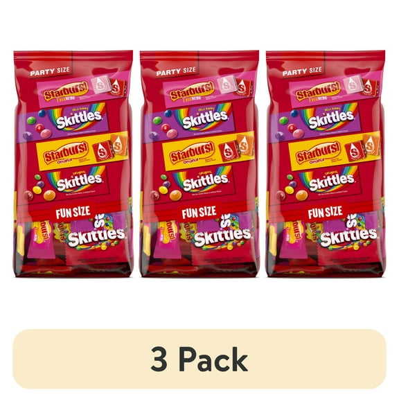 (3 pack) Skittles & Starburst Fun Size Chewy Candy Variety Bag, Party Size - 20.13 oz Bulk Bag