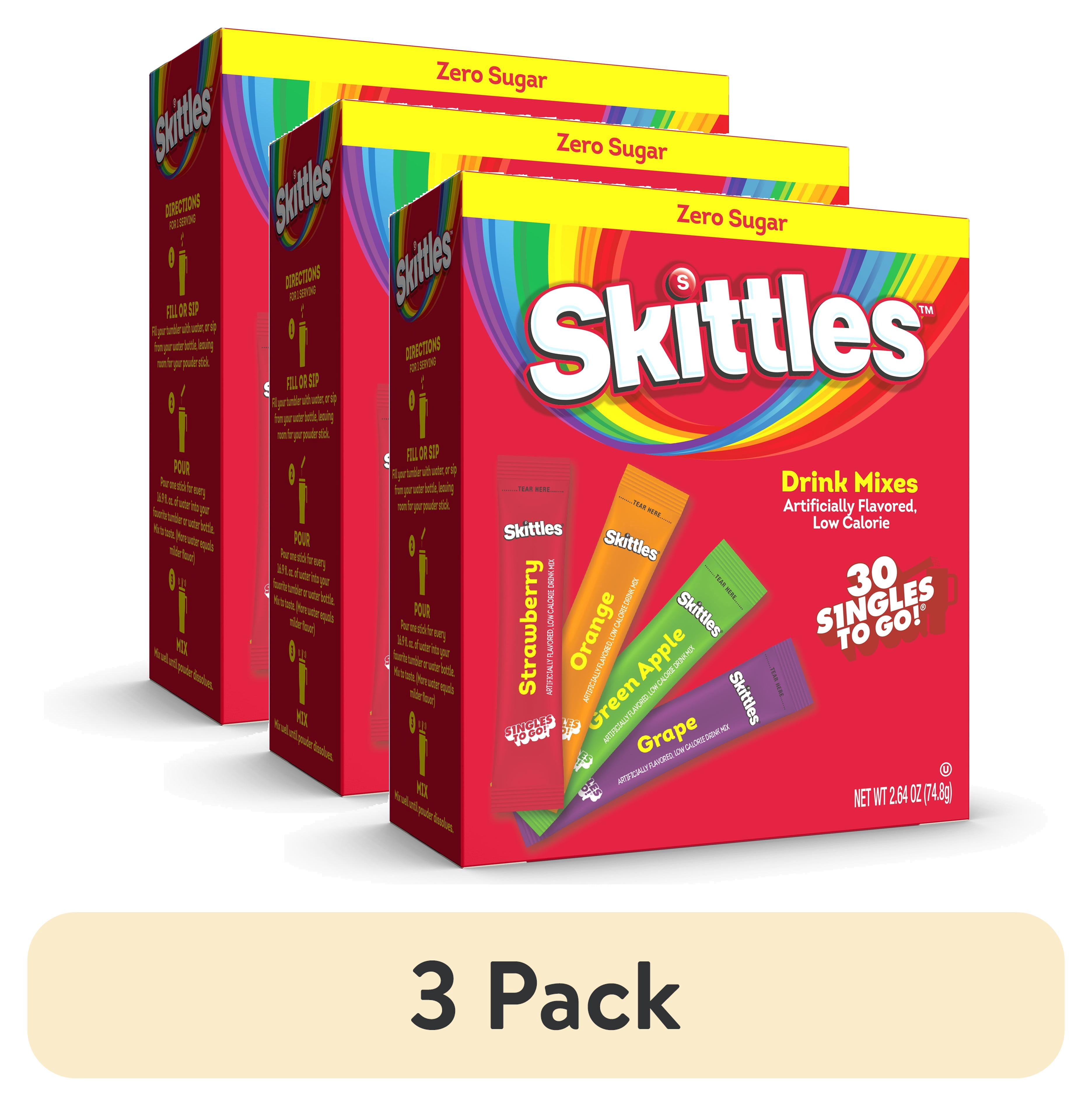 (3 pack) Skittles Zero Sugar Variety Pack Singles-to-Go Powdered Drink Mix, Original, 30 Count Packets