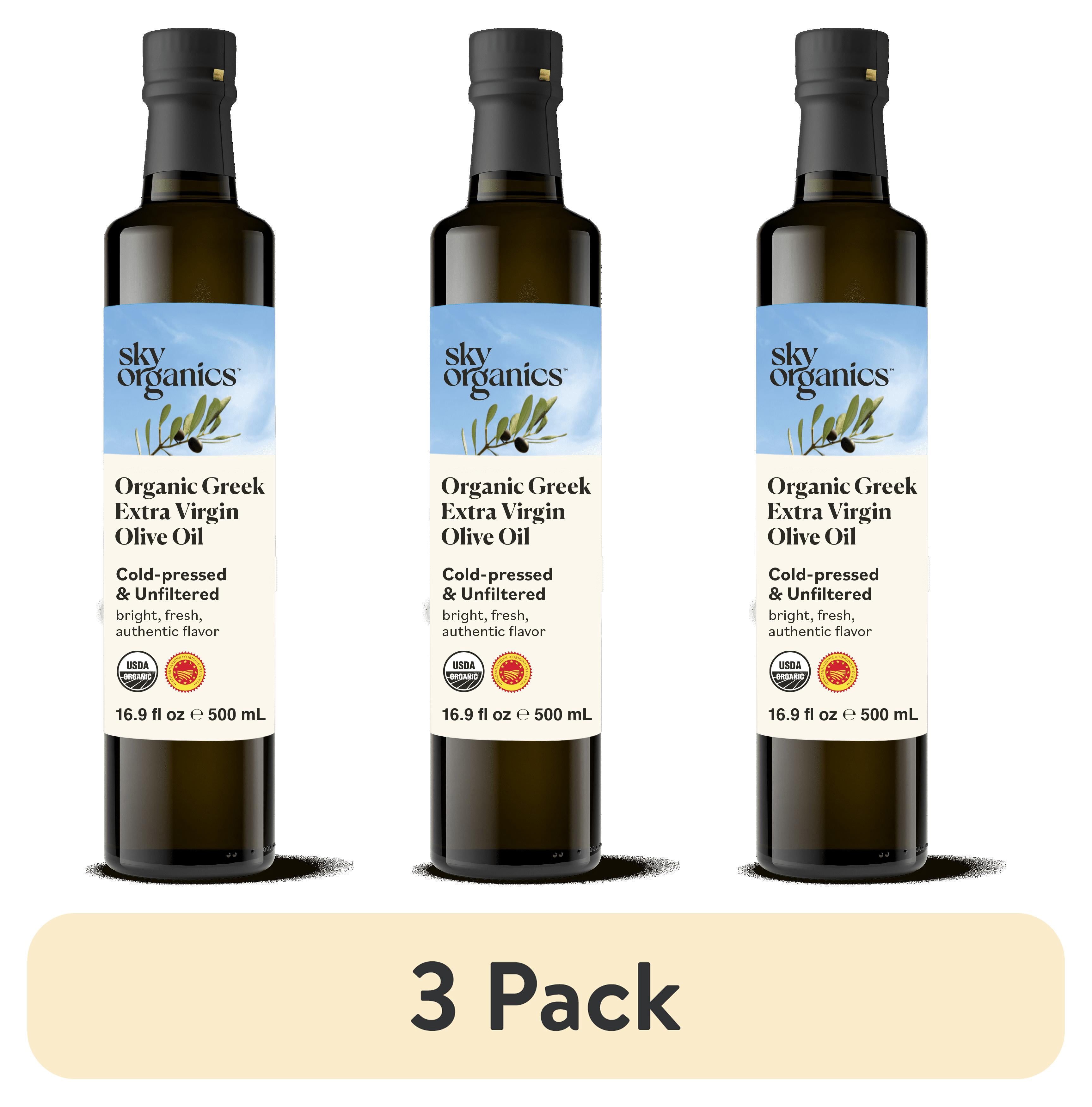 (3 pack) Sky Organics Organic Greek Extra Virgin Olive Oil for Cooking, 16.9 fl oz