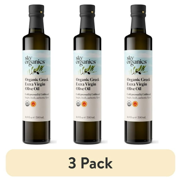(3 pack) Sky Organics Organic Extra Virgin Olive Oil for Cooking, 16 fl oz