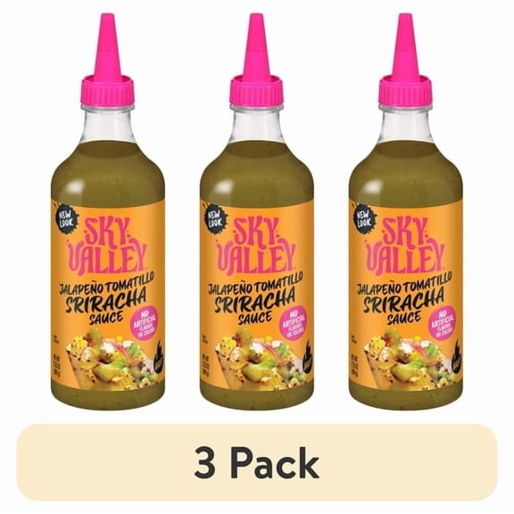 (3 pack) Sky Valley Jalapeño Tomatillo Sriracha Chili Hot Sauce, 17.25 oz