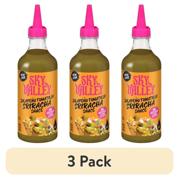 (3 pack) Sky Valley Jalapeño Tomatillo Sriracha Chili Hot Sauce, 17.25 oz