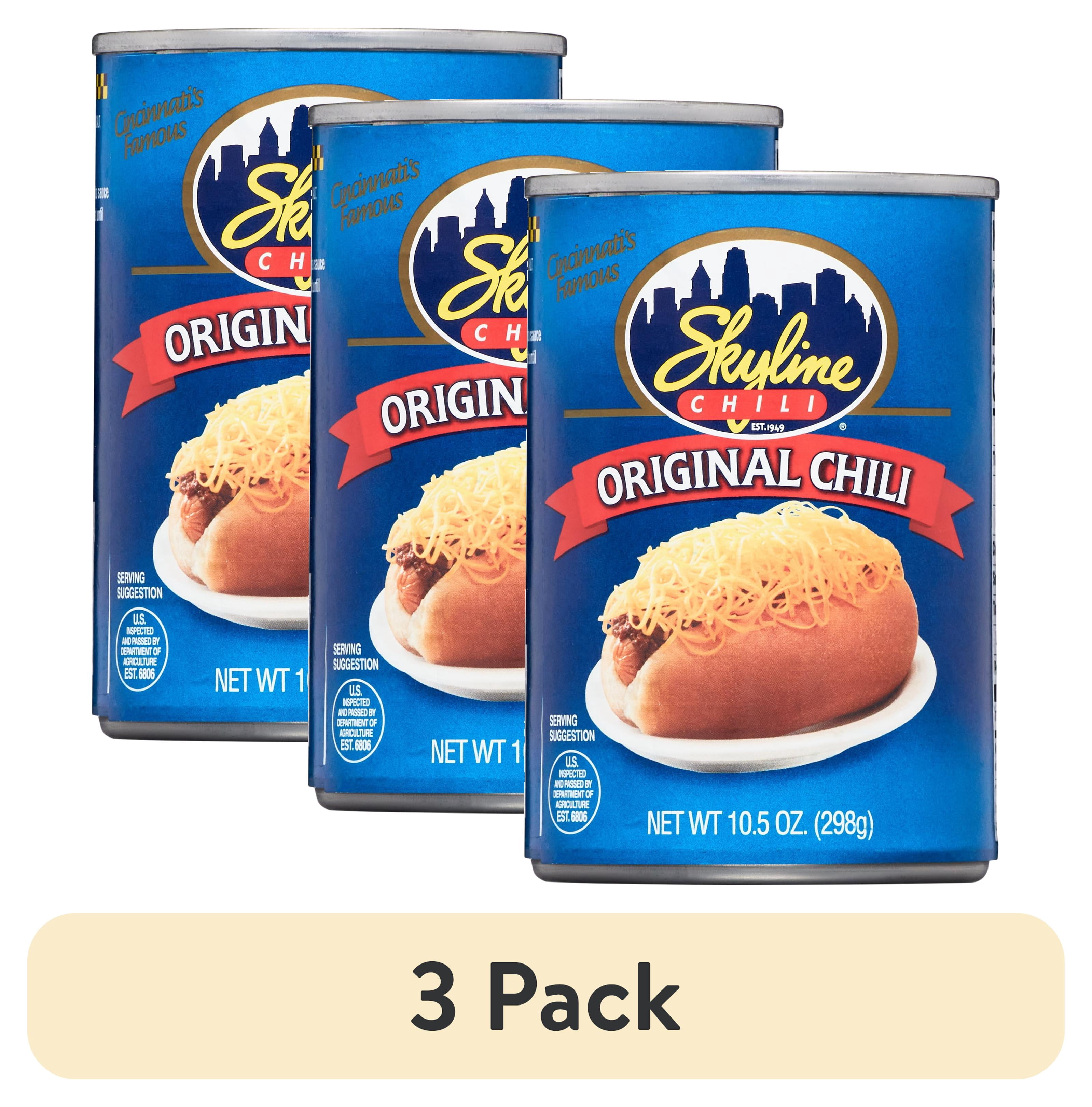 (3 pack) Skyline Chili Original Chili, 10.5 Oz