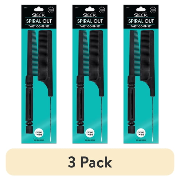 (3 pack) Sleek Twist Comb/Rat Tail Comb Set