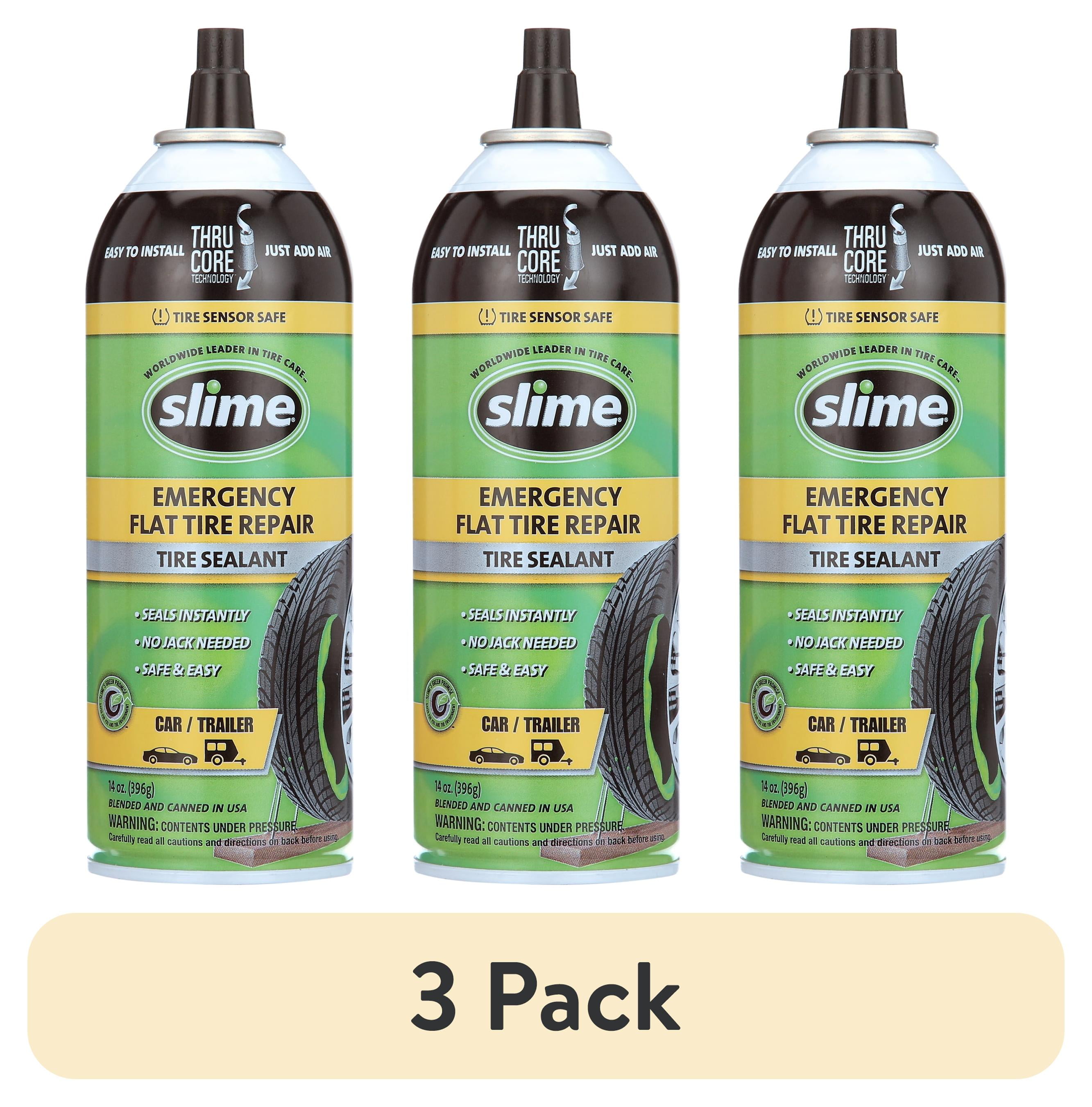 (3 pack) Slime Thru-Core Emergency Flat Tire Sealant for Cars 14 oz - 60186
