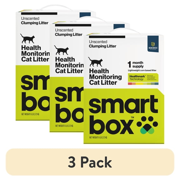 (3 pack) Smart Box Health Monitoring Clumping Cat Litter Unscented, 6 lb Box