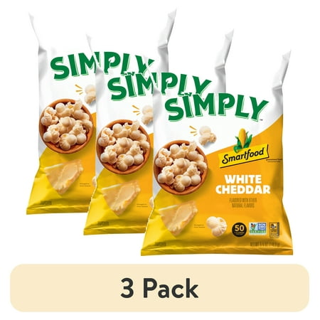 (3 pack) Simply Smartfood Popcorn White Cheddar, 5.25 ounce