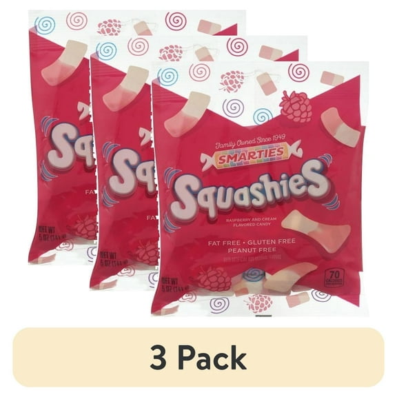 (3 pack) Smarties Squashies, 5 Ounce Bag, Allergen Free Gummy Candy