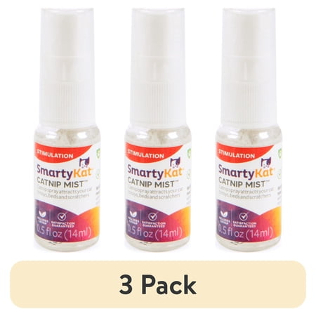 (3 pack) SmartyKat Catnip Mist Pure & Potent Catnip-Infused Liquid Catnip Spray, Trial Size, 0.5 0z