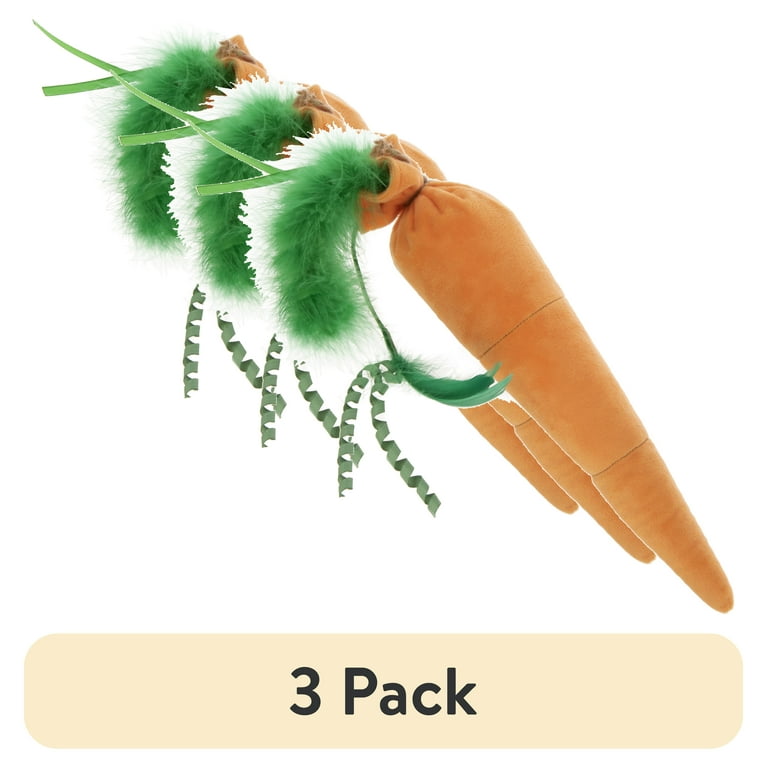 3 pack) SmartyKat Kolossal Karrot Soft Plush Crinkle Kicker Cat