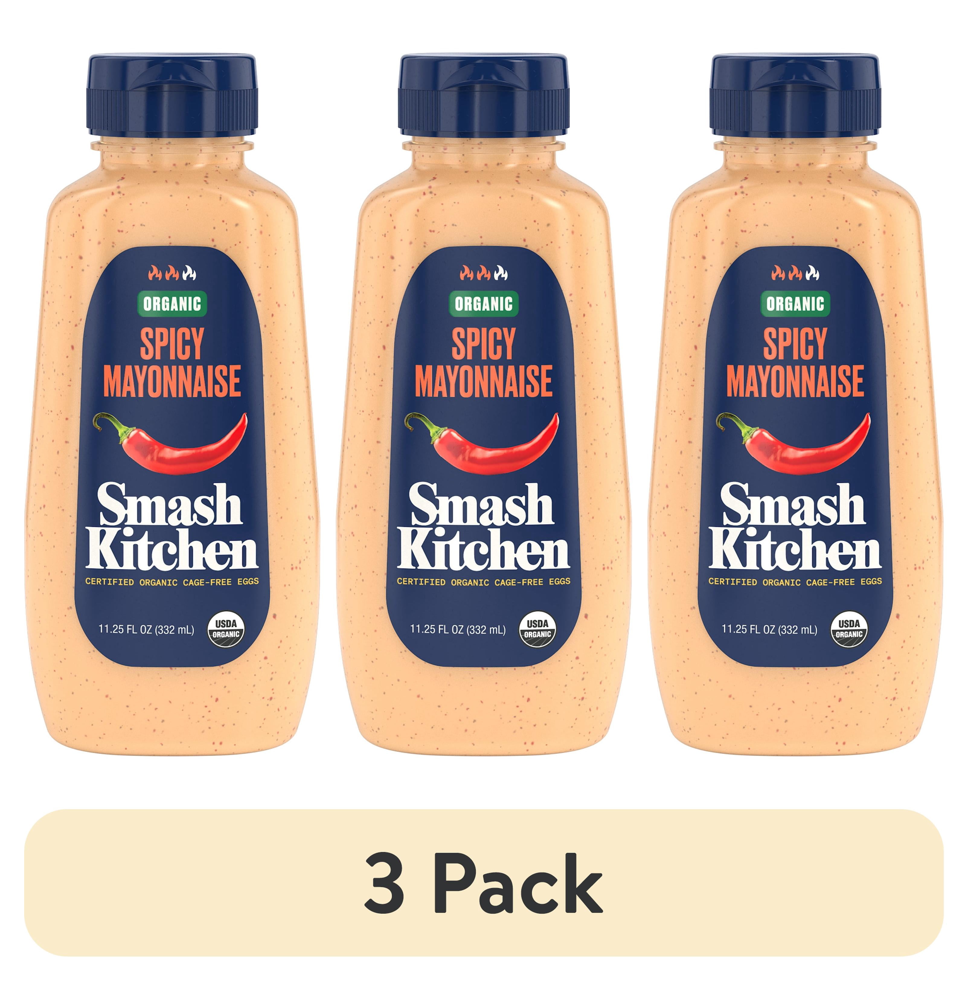 (3 pack) Smash Kitchen Organic Spicy Mayonnaise, 11.25 fl oz Bottle