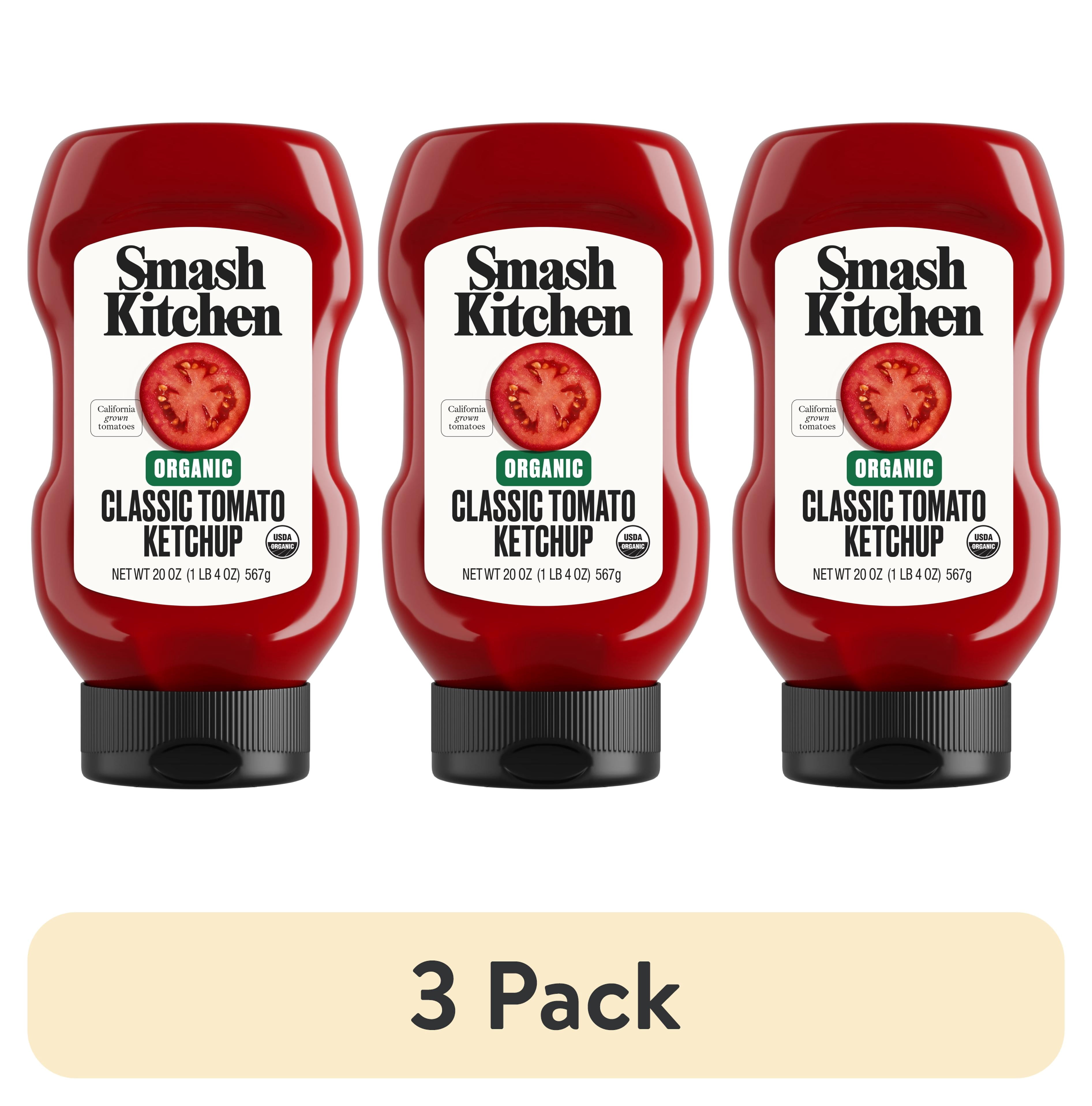 (3 pack) Smash Kitchen Organic Tomato Ketchup, 20 oz Bottle