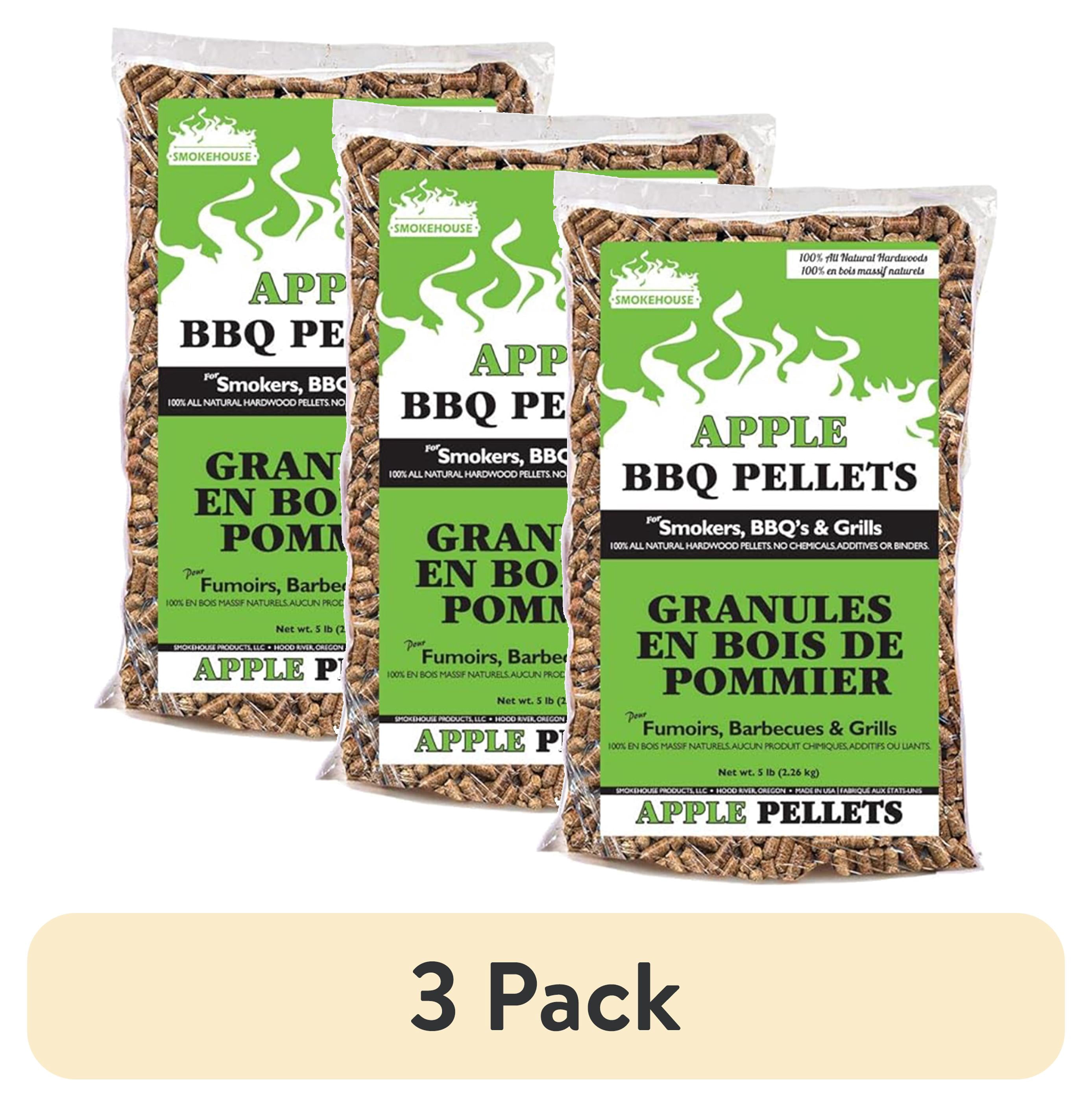 (3 pack) Smokehouse Apple Wood Pellets, Drier & Bark-Free for Premium Smoke Flavor, 5 Pounds