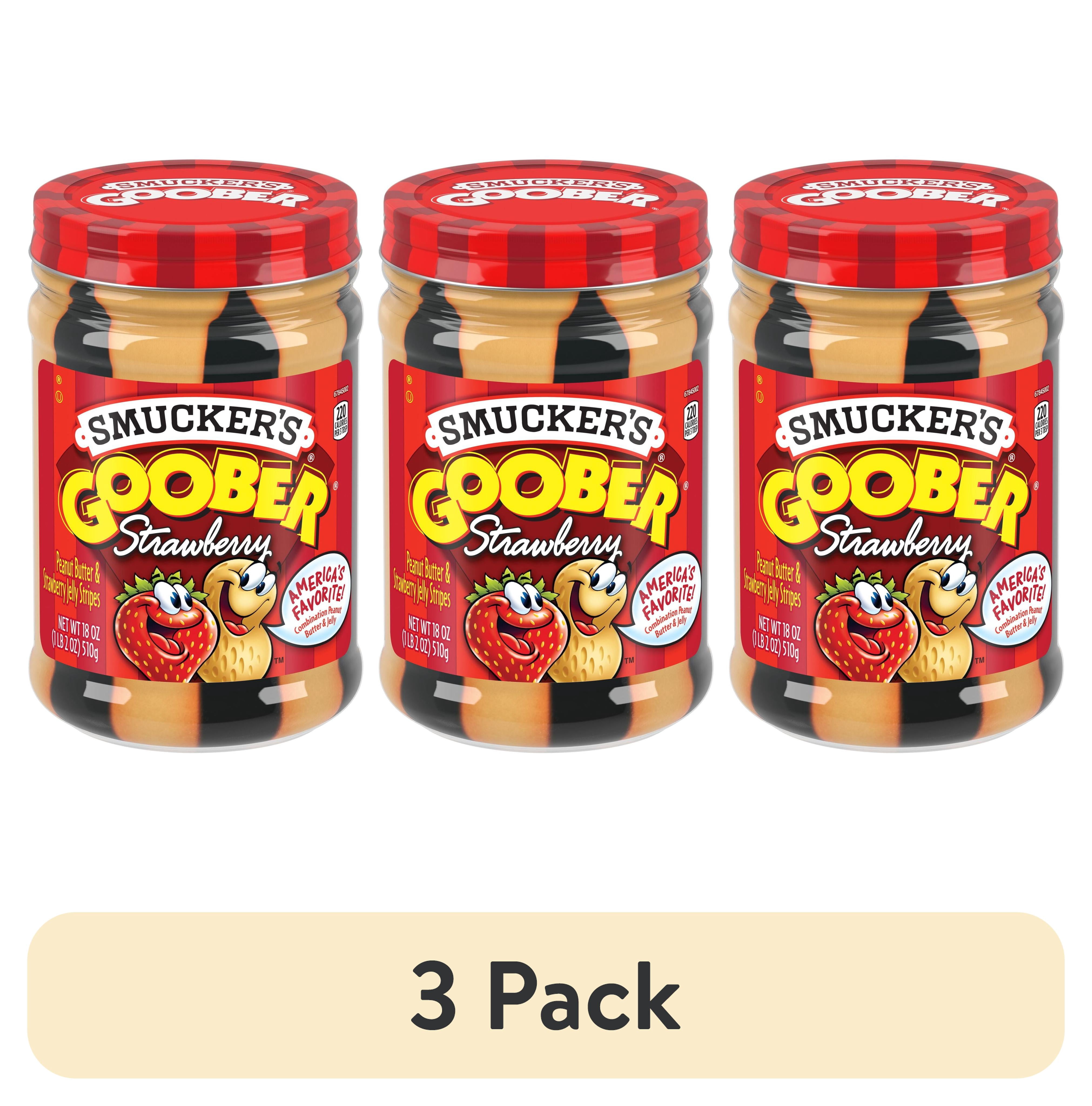 (3 pack) Smucker's Goober Peanut Butter and Strawberry Jelly Stripes, 18 oz