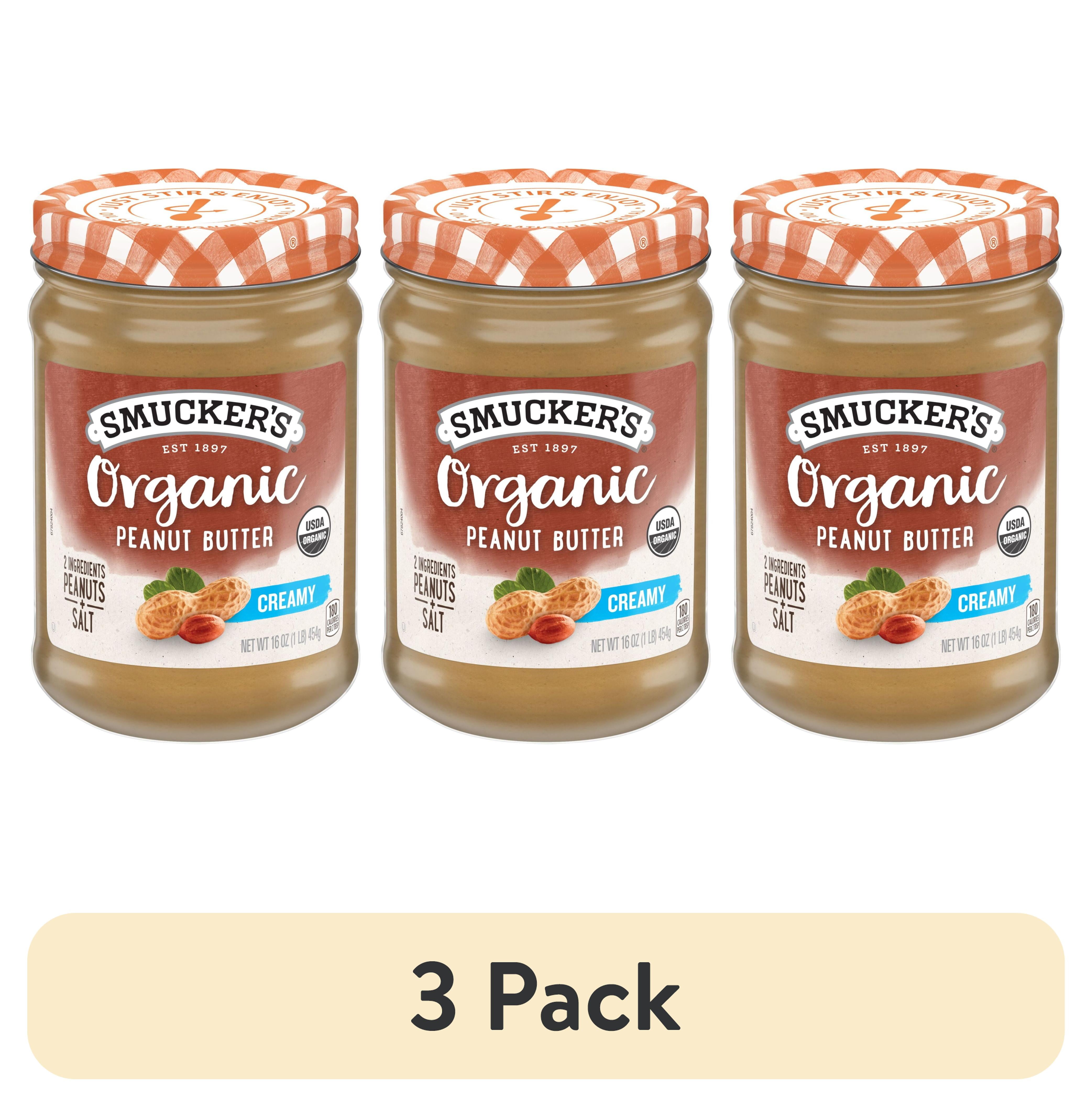 (3 pack) Smucker’s Organic Creamy Peanut Butter, 16 oz Jar