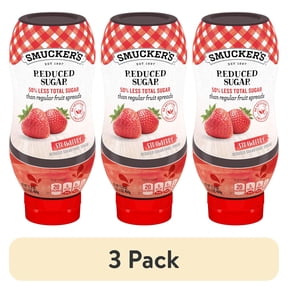 (3 pack) Smucker's Squeezable Reduced Sugar Strawberry Fruit Spread, 17.4 oz