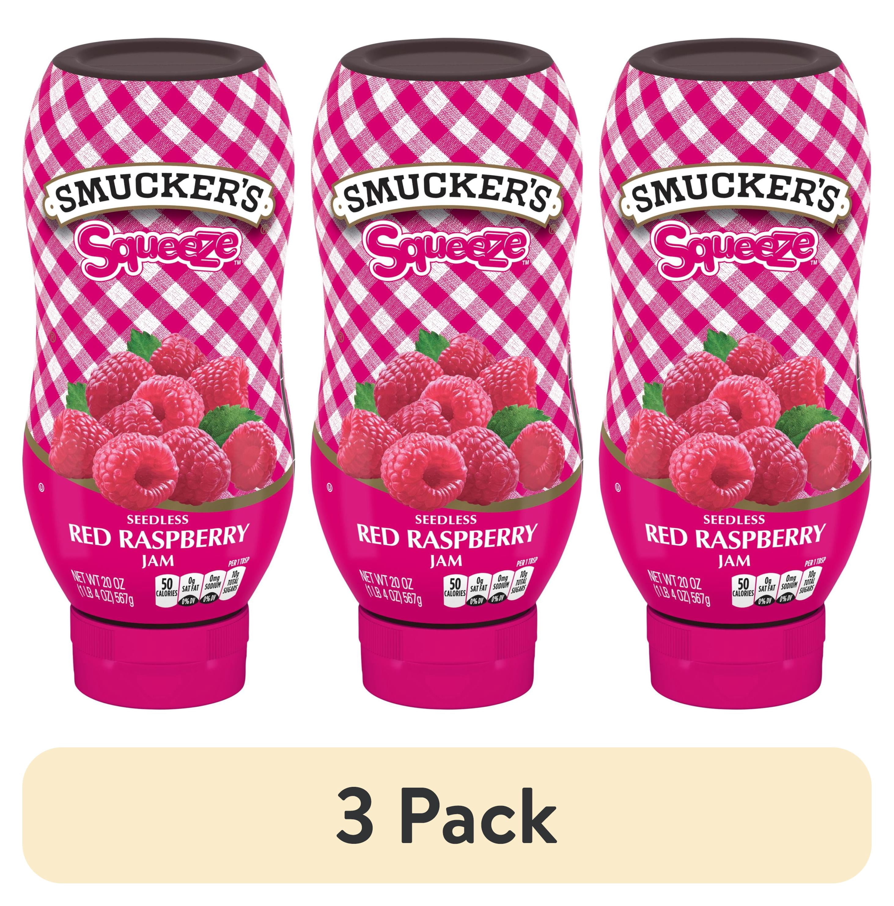 (3 pack) Smucker's Squeeze Seedless Red Raspberry Jam, 20 oz Squeezable ...