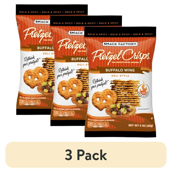 (3 pack) Snack Factory Pretzel Crisps® Buffalo Wing On-the-Go Bag, 3 Oz