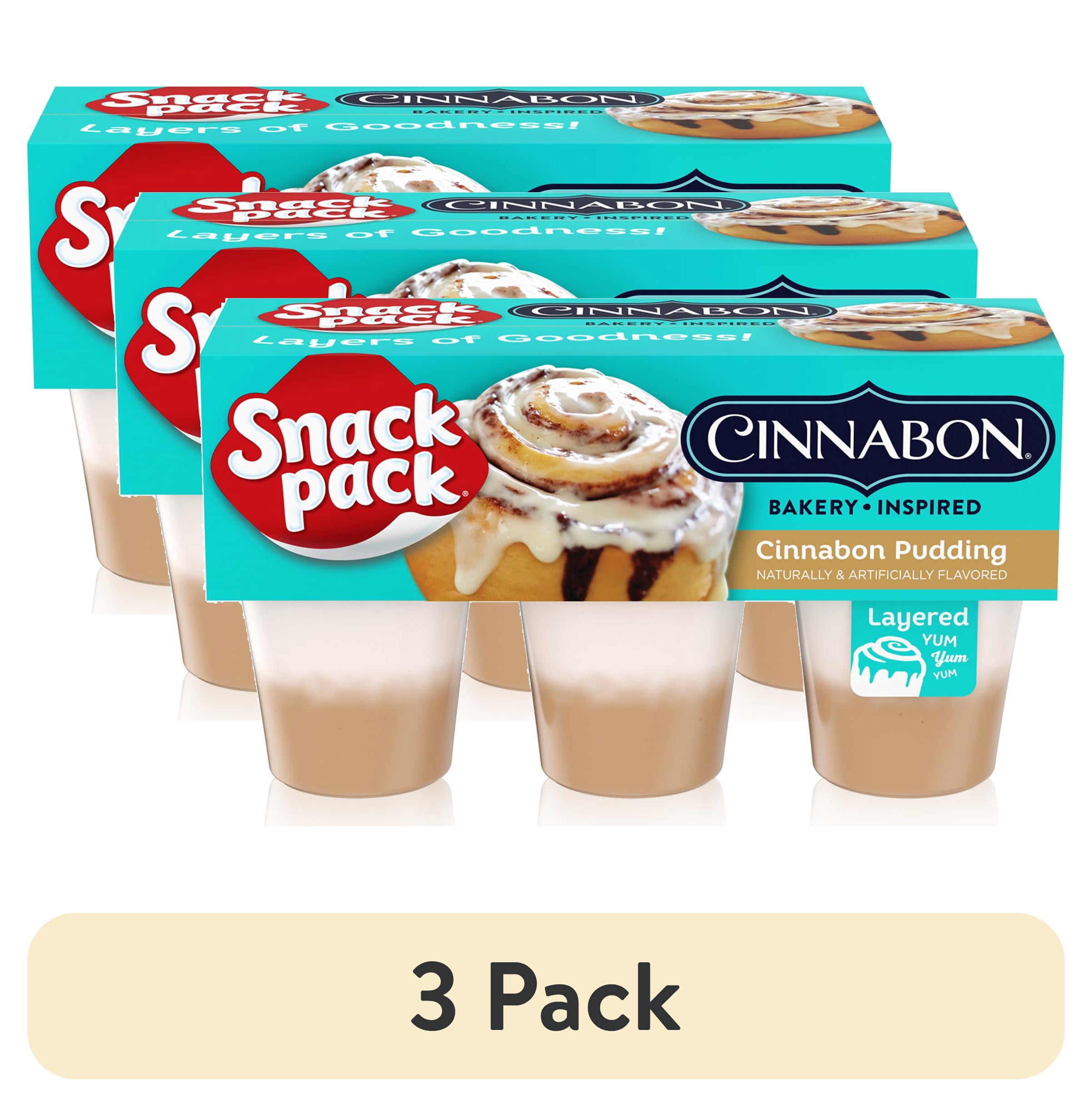 (3 pack) Snack Pack Cinnabon Bakery Inspired Flavored Pudding Cups 3.25 oz 6 Count