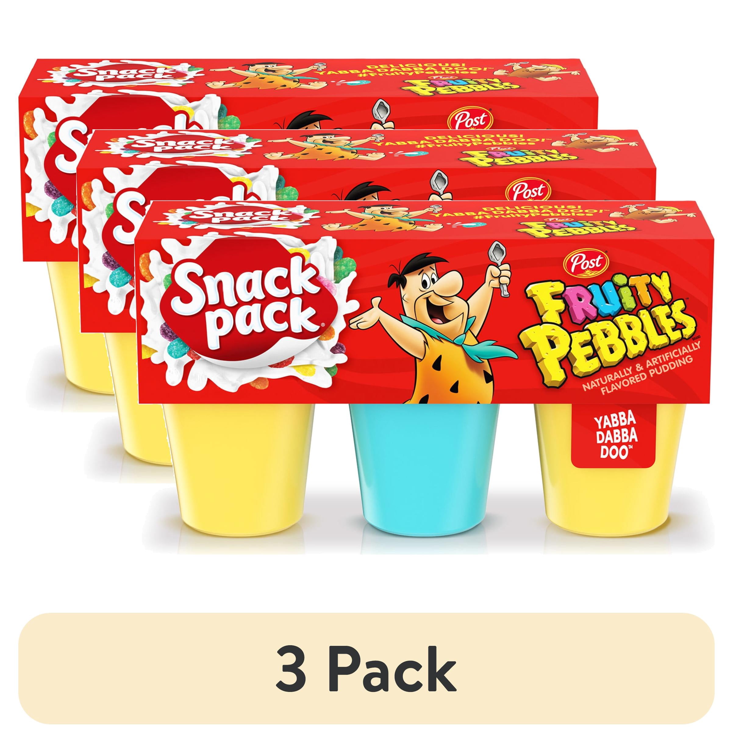(3 pack) Snack Pack Post Fruity PEBBLES Flavored Pudding Cups 3.25 oz 6 Count