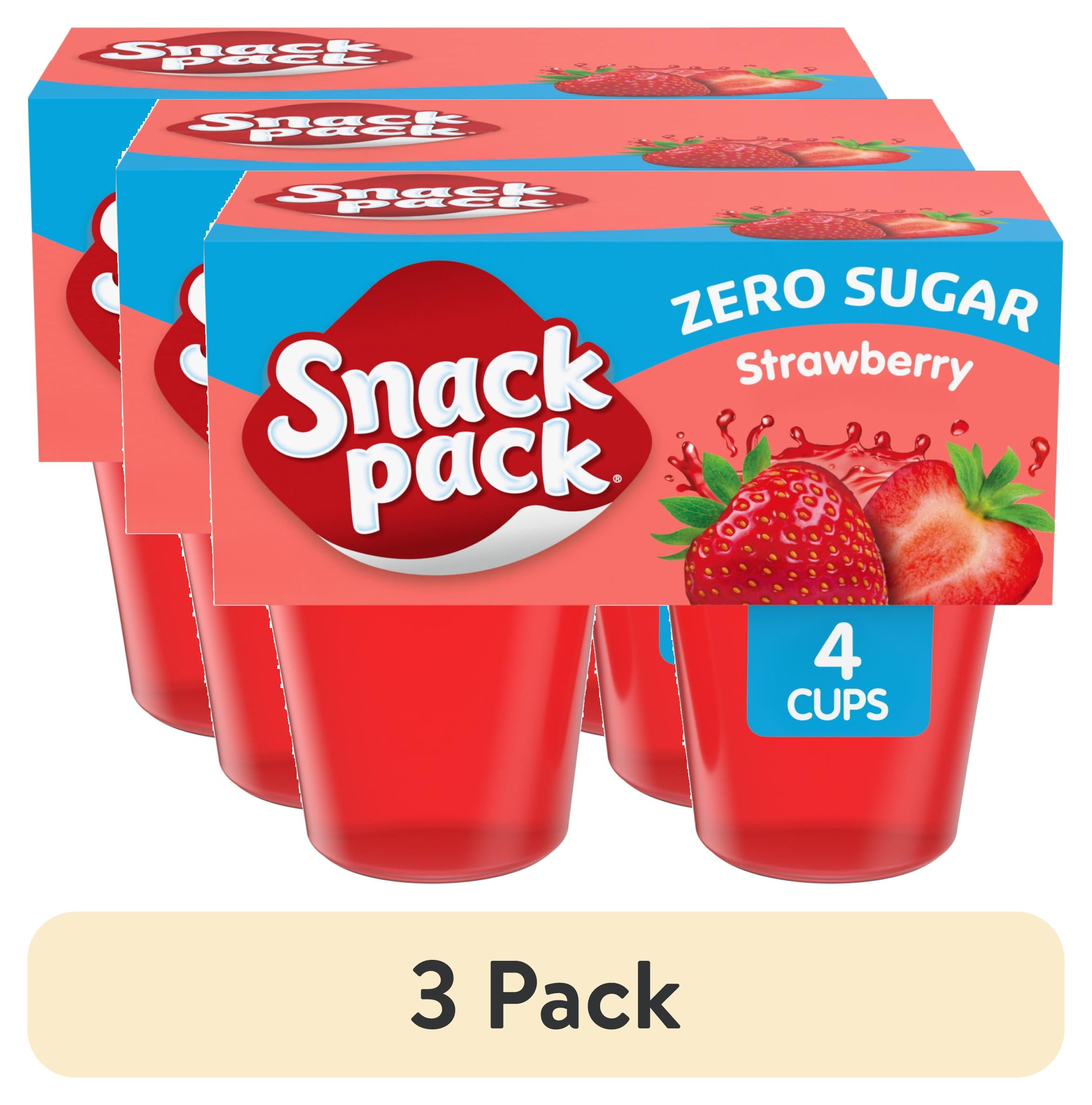 3 pack) Snack Pack Zero Sugar Strawberry Flavored Juicy Gels, 3.25