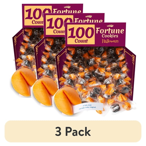 (3 pack) Snackathon Halloween Fortune Cookies, Bulk 100 Count, Individually Wrapped