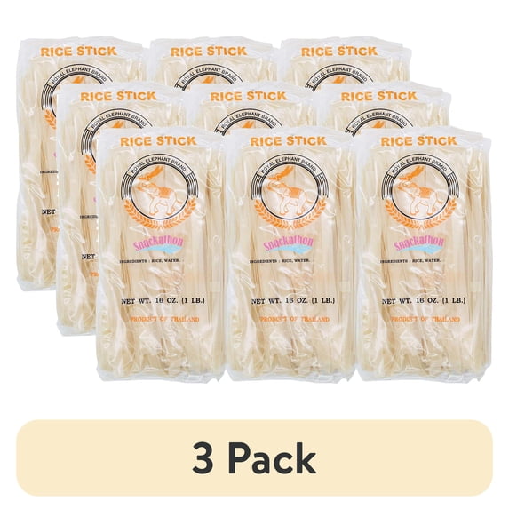 (3 pack) Snackathon Pad Thai Style Rice Stick Noodles, 10 mm Width, 16 oz (Pack of 6)