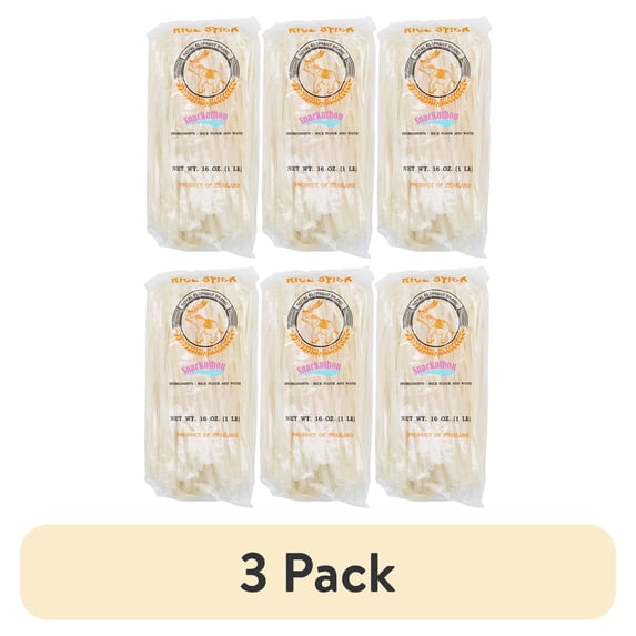(3 pack) Snackathon Pad Thai Style Rice Stick Noodles, 5 mm Width, 16 oz (Pack of 6)