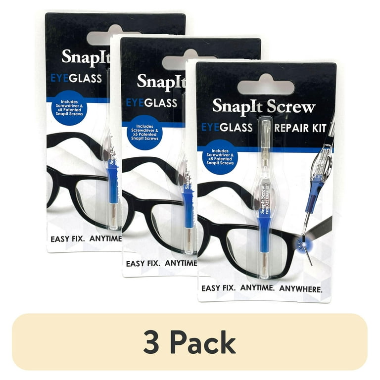 3 pack) SnapIt Eyeglass Repair Kit with Screwdriver and Five