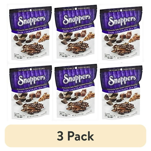 (3 pack) Snappers Dark Sea Salt Chocolate, 6 Ounce (Pack of 6)