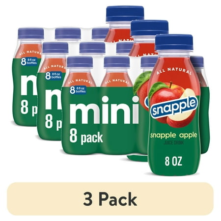 (3 pack) Snapple Apple Juice Drink, 8 fl oz, 8 Mini Bottles