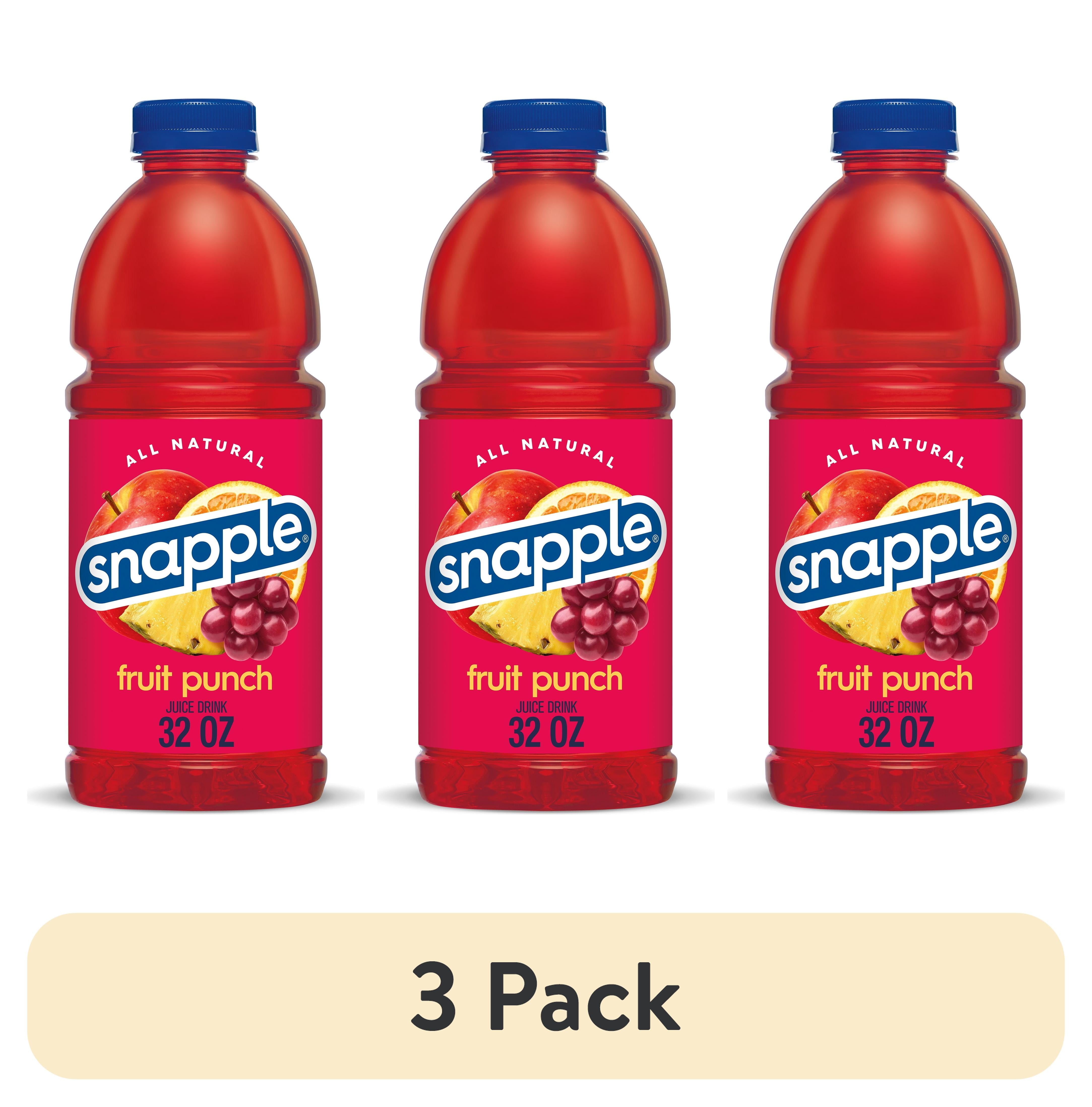 (3 pack) Snapple Fruit Punch, 32 Fl Oz Bottle
