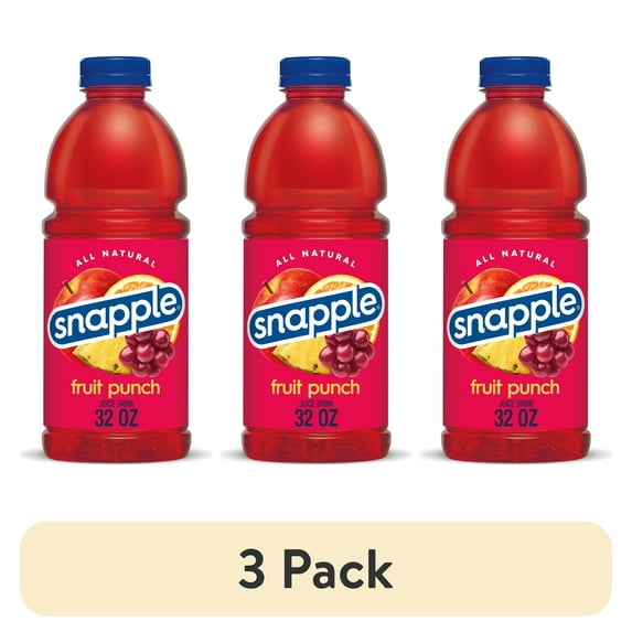 (3 pack) Snapple Fruit Punch, 32 Fl Oz Bottle